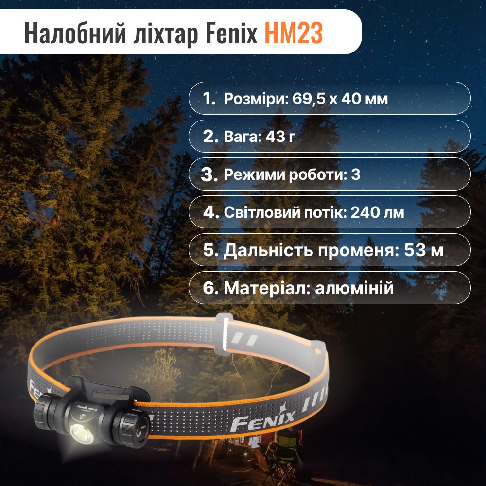 Набір ліхтар налобний Fenix HM23 та ліхтар ручний Fenix E12 V2.0 E12V20 - фото 2