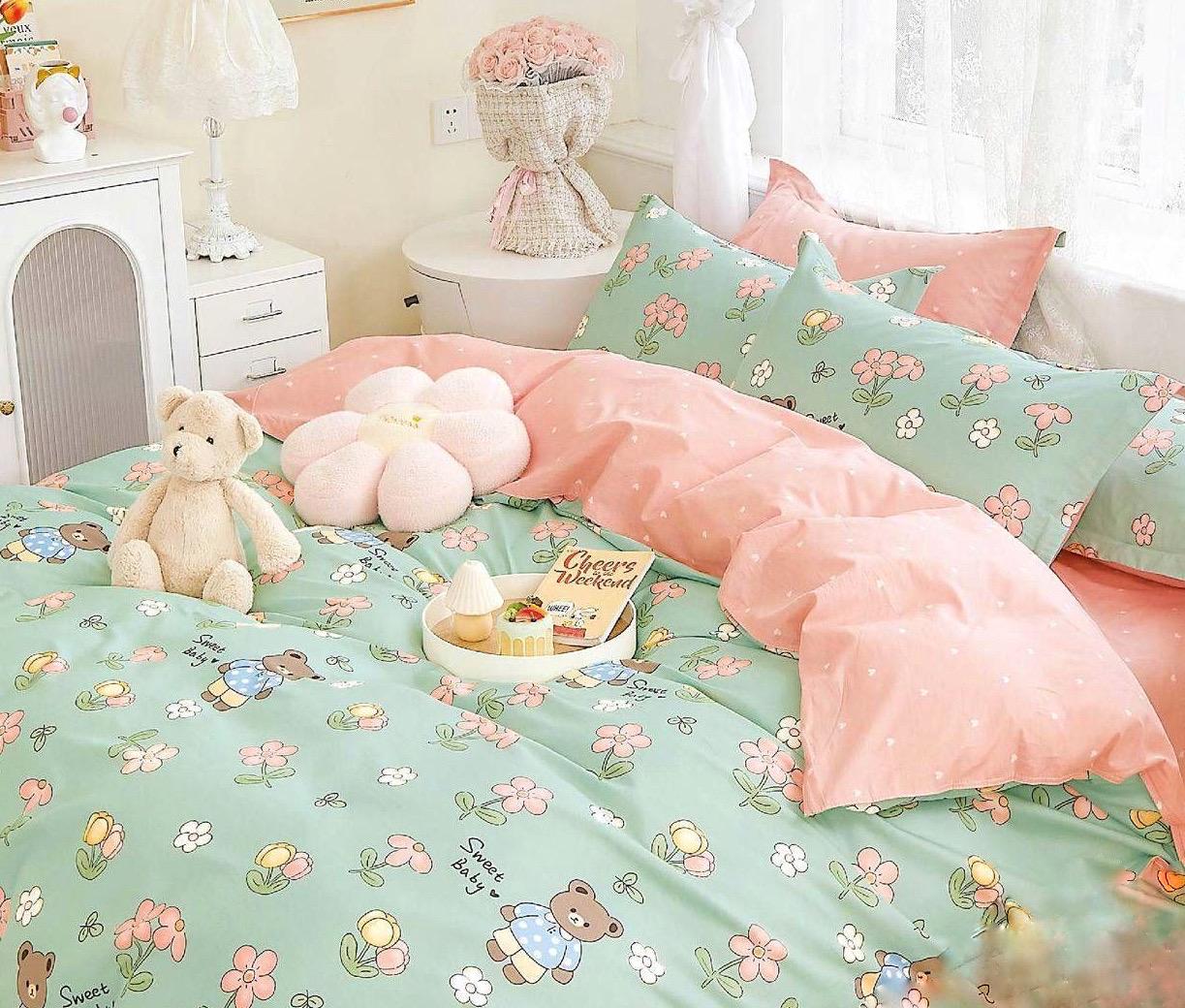 Постельное белье детское Viluta Цветы твил сатин Зеленый