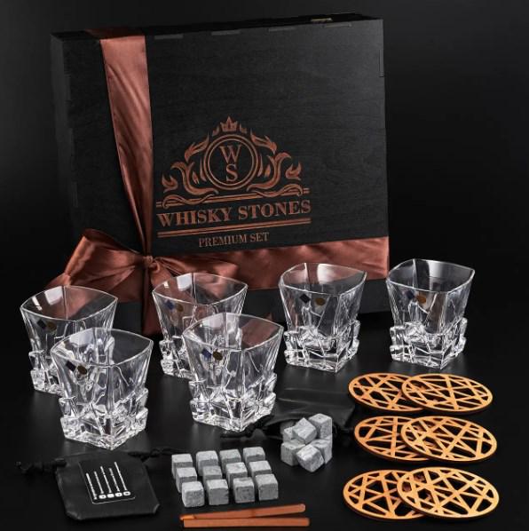 Подарочный набор для алкоголя камни для виски Whiskey Stones 24 шт. и 6 стаканов Bohemia Crack 310 мл - фото 2 Подарочный набор для алкоголя камни для виски Whiskey Stones 24 шт. и 6 стаканов Bohemia Crack 310 мл - фото 2