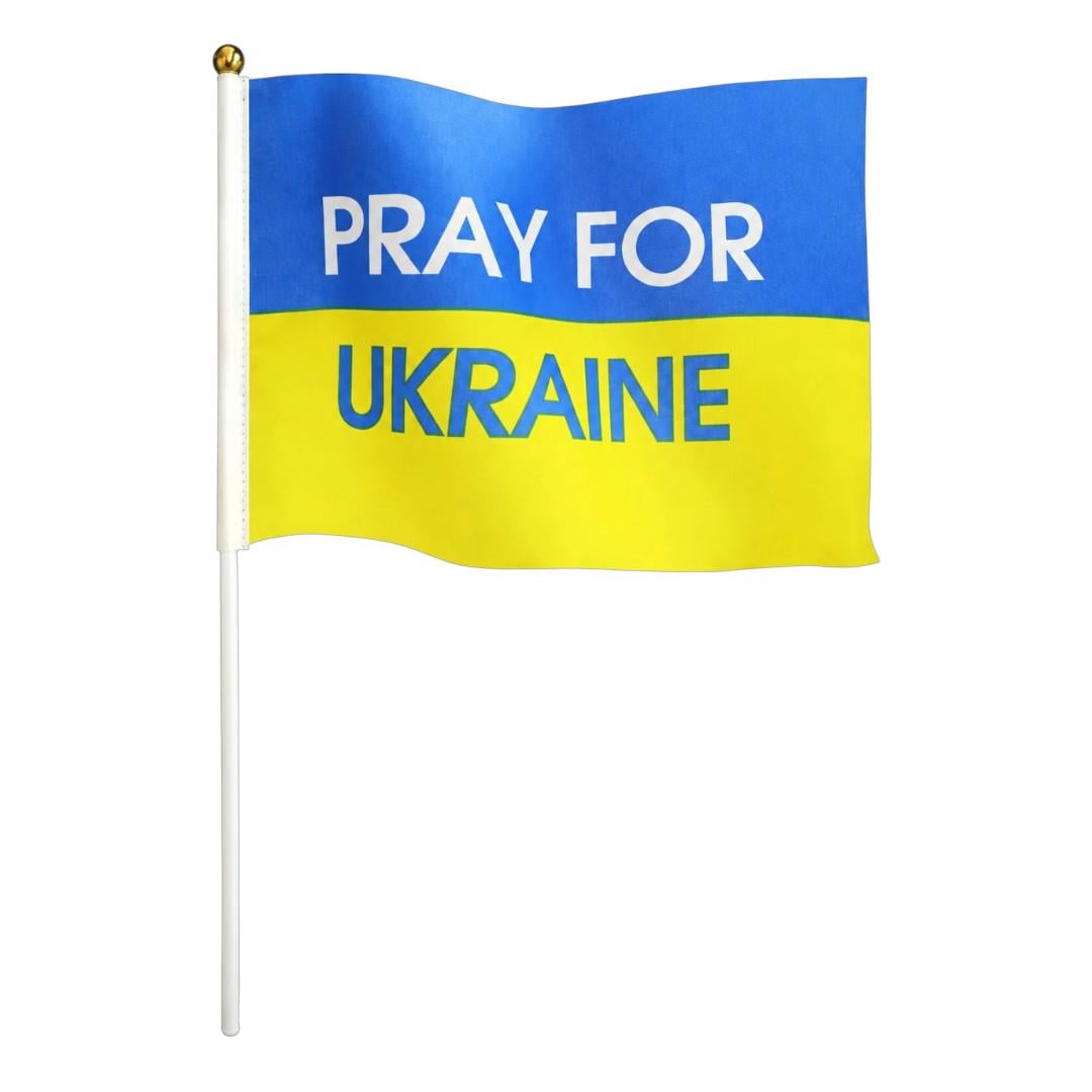 Набір прапорців України PRAY FOR UKRAINE 14x21 см 10 шт. Синьо-жовтий (SZ-780023)