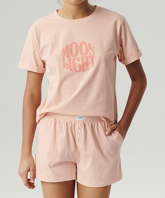 Піжама жіноча Atlantic NLP-487 футболка/міні-шортики з кишенями L Персиковий (2602688058)