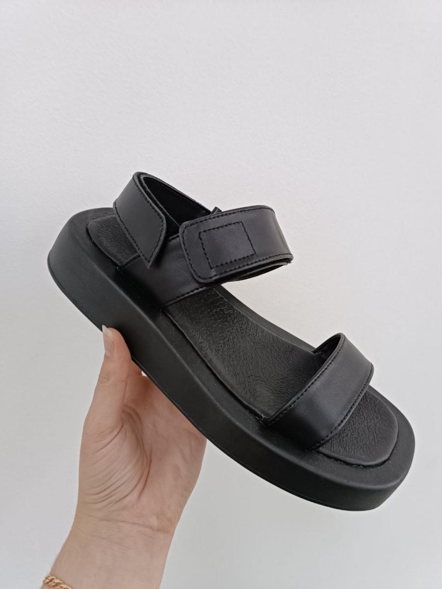 Босоножки женские кожаные на липучках р. 37 Черный (8218/37)