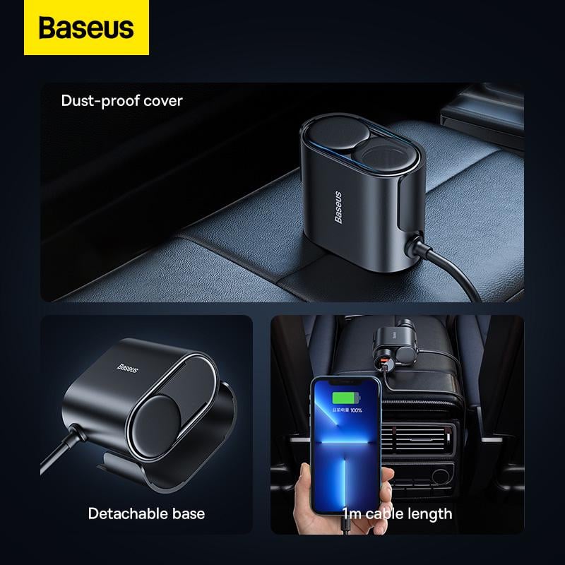 Зарядний пристрій автомобільний для BASEUS High Efficiency Pro 1-for-2 Car Cigarette Lighter 30W Cosmic Black (C00455300121-00) - фото 15 Зарядний пристрій автомобільний для BASEUS High Efficiency Pro 1-for-2 Car Cigarette Lighter 30W Cosmic Black (C00455300121-00) - фото 15