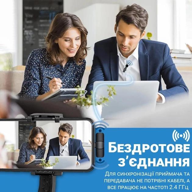 Мікрофон подвійний петличний EMISSE безпровідний для Android Type-C сумісний з iPhone 15 - фото 5