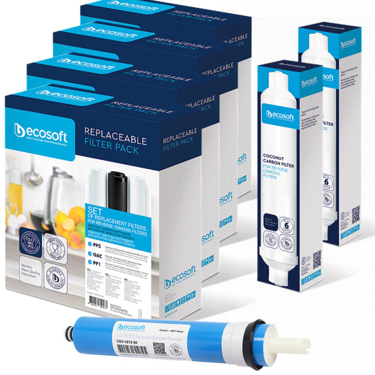 Набір картриджів Ecosoft для фільтра зворотного осмосу Standard