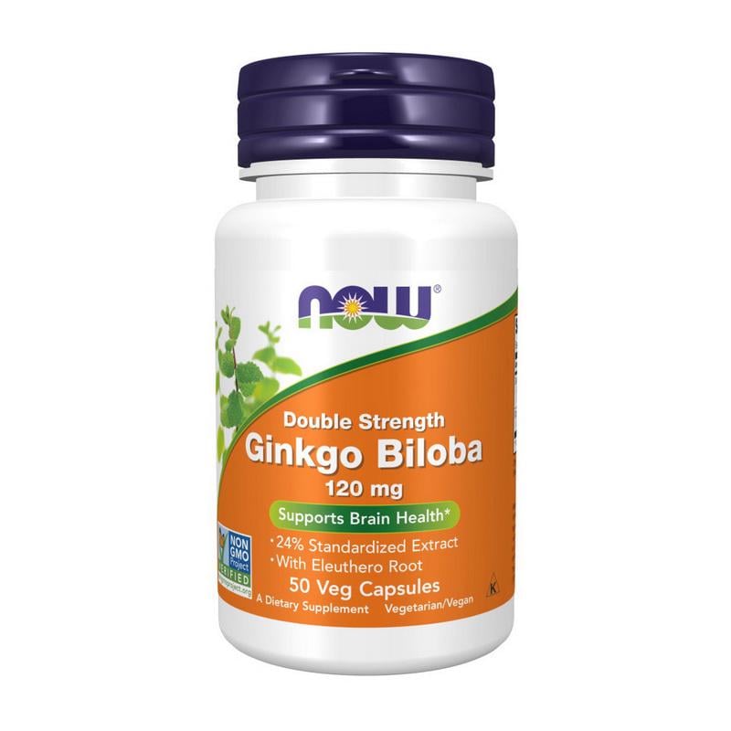 Гинкго Билоб экстракт 24% NOW Ginkgo Biloba Double Strength 120 mg 50 вер. капс.