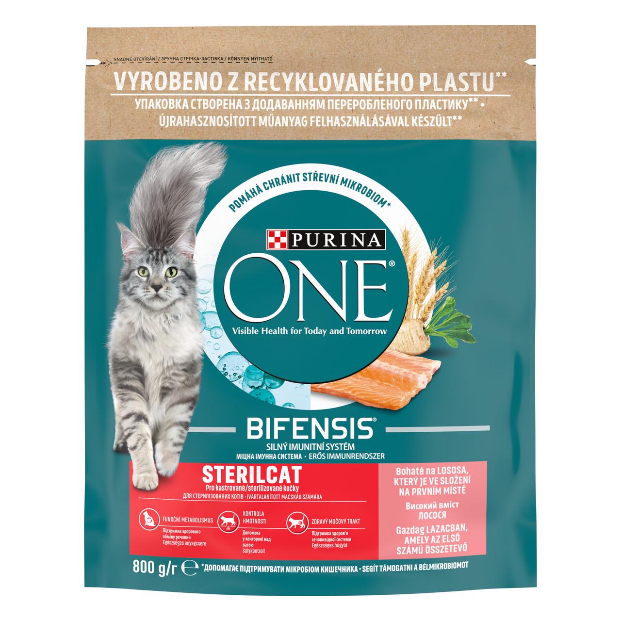 Сухий корм для стерилізованих котів Purina One Sterilcat з лососем та пшеницею 800 г (7613032756659)