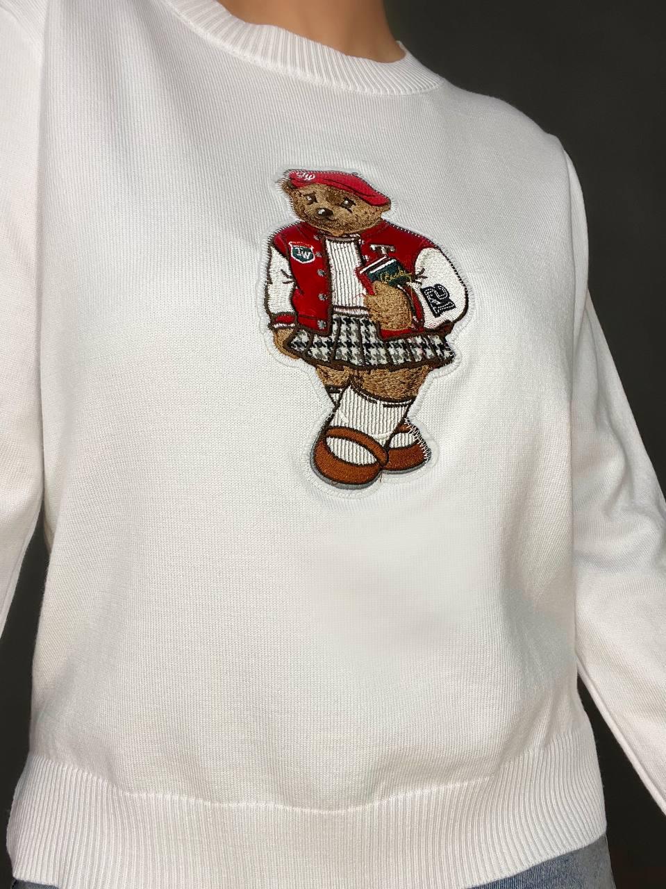 Светр жіночий A-N 2609 базовий тонкий Ведмедик середня довжина OS Червоний/Білий (3740) - фото 7 Светр жіночий A-N 2609 базовий тонкий Ведмедик середня довжина OS Червоний/Білий (3740) - фото 7