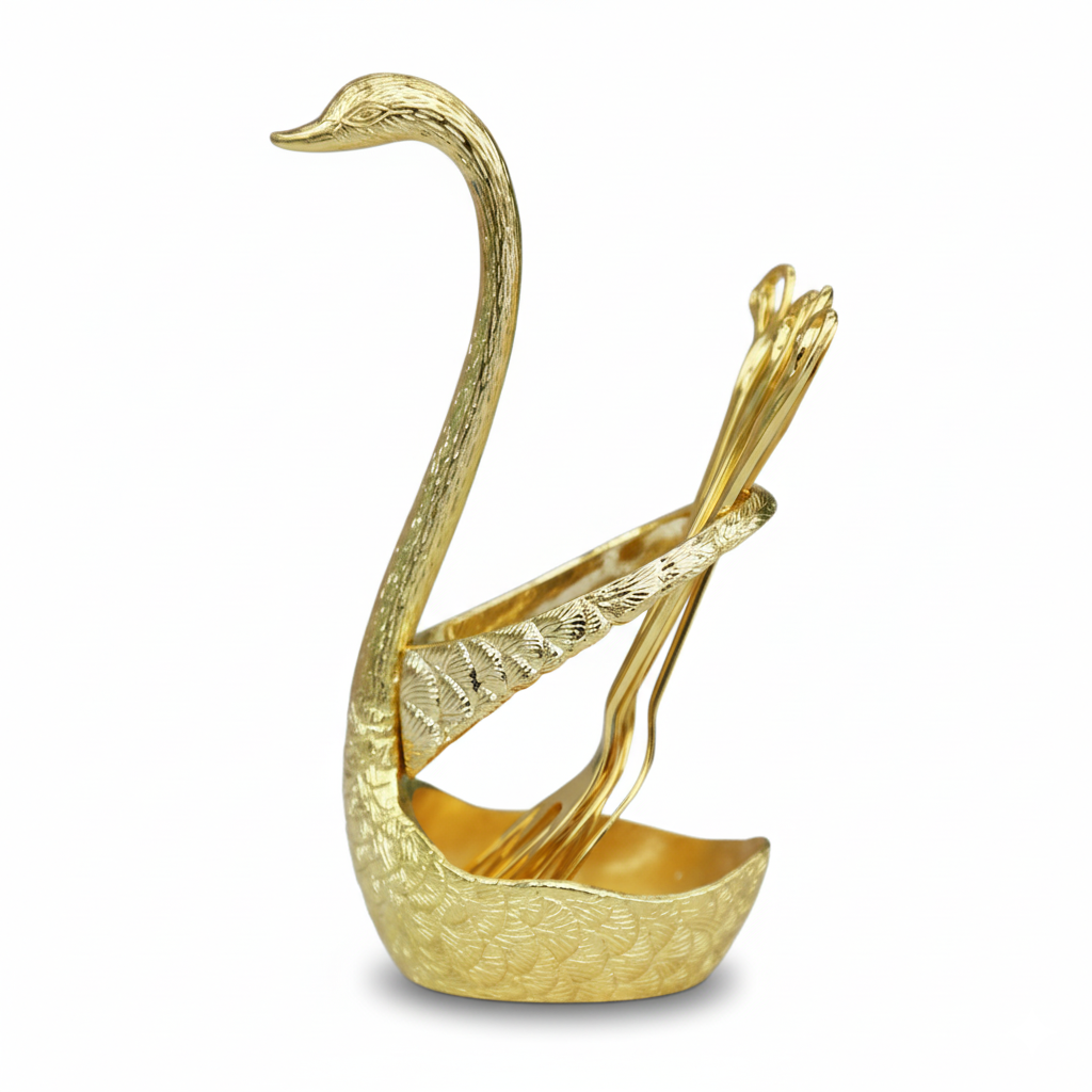 Набор десертных вилок Sakura Swan с подставкой 6 шт. Gold (30357721)