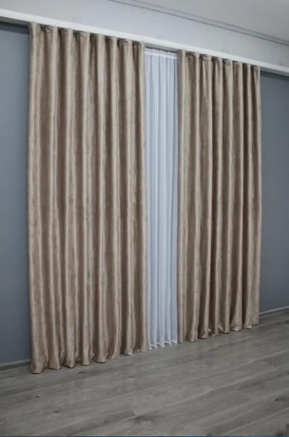 Комплект штор Афіна оксамит 1,5х2,9 м 2 шт. Бежевий (1323ш)