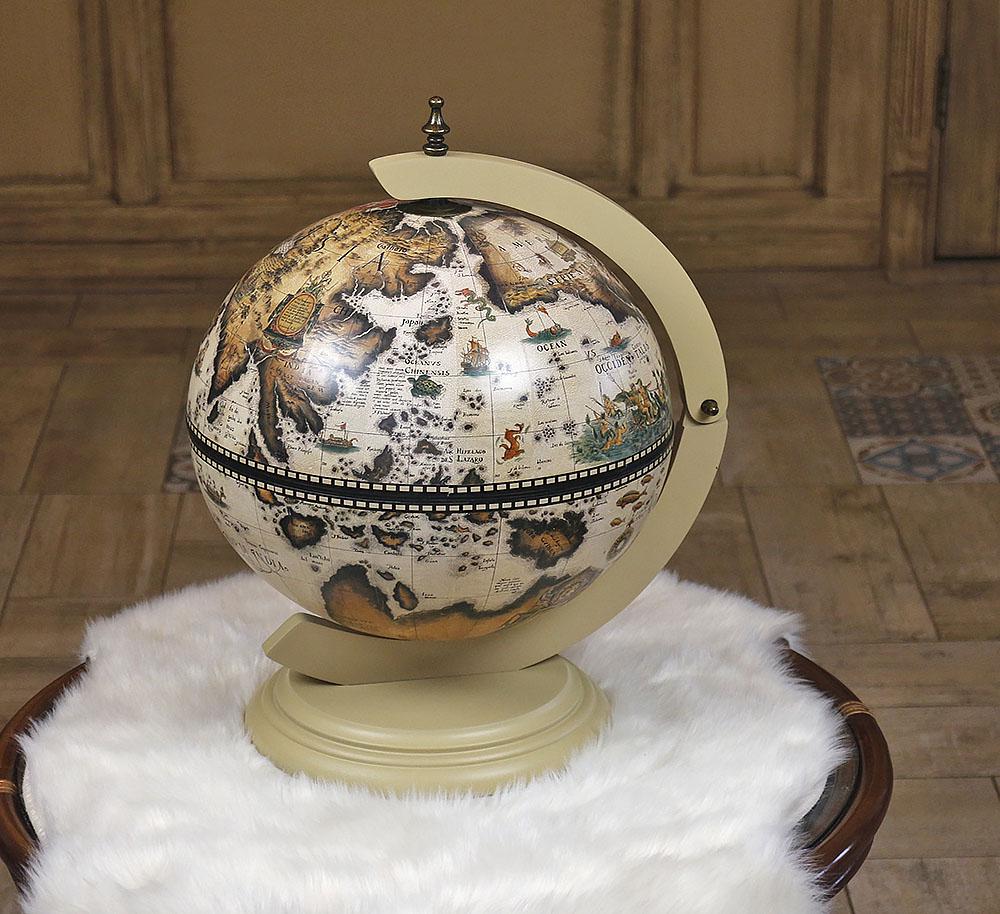 Мінібар Глобус Гранд Презент настільний Карта світу білий сфера 33 см 33002W - фото 6