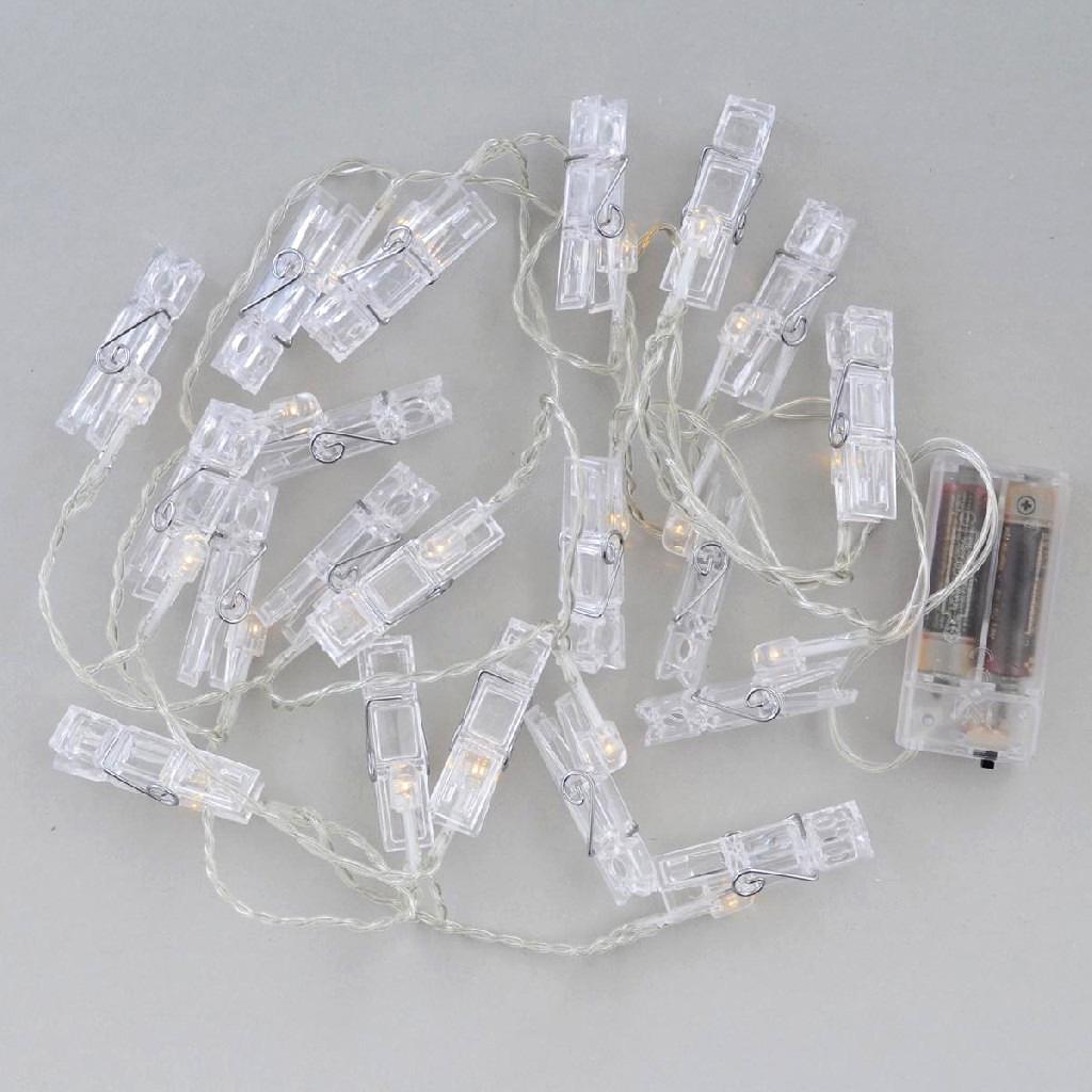 Светодиодная гирлянда с прищепками для фото, 3м, 20 LED, от батареек AA, Теплый белый - фото 12 Светодиодная гирлянда с прищепками для фото, 3м, 20 LED, от батареек AA, Теплый белый - фото 12