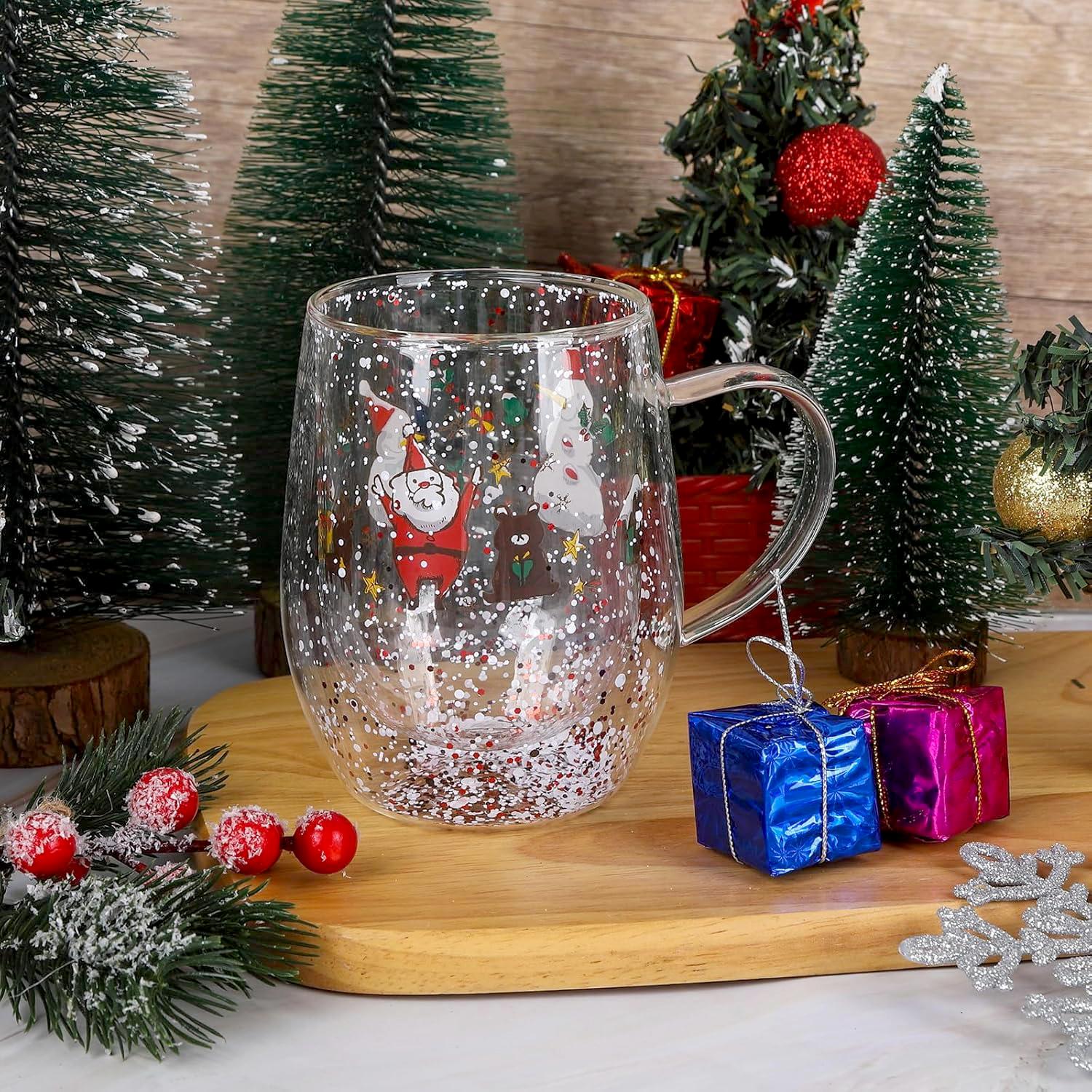 Чашка новогодняя с двойным дном Christmas tree Санта и друзья термостойкое стекло 350 мл (03-санта-R32792) - фото 5 Чашка новогодняя с двойным дном Christmas tree Санта и друзья термостойкое стекло 350 мл (03-санта-R32792) - фото 5