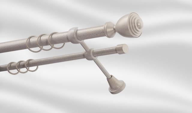 Карниз для штори Plastidea Палаціо металевий подвійний з гачками D 25-16 мм 240 см Біле золото - фото 1 Карниз для штори Plastidea Палаціо металевий подвійний з гачками D 25-16 мм 240 см Біле золото - фото 1