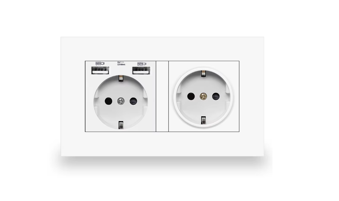 Розетка 2хUSB и 2х розетка с/с 16 А