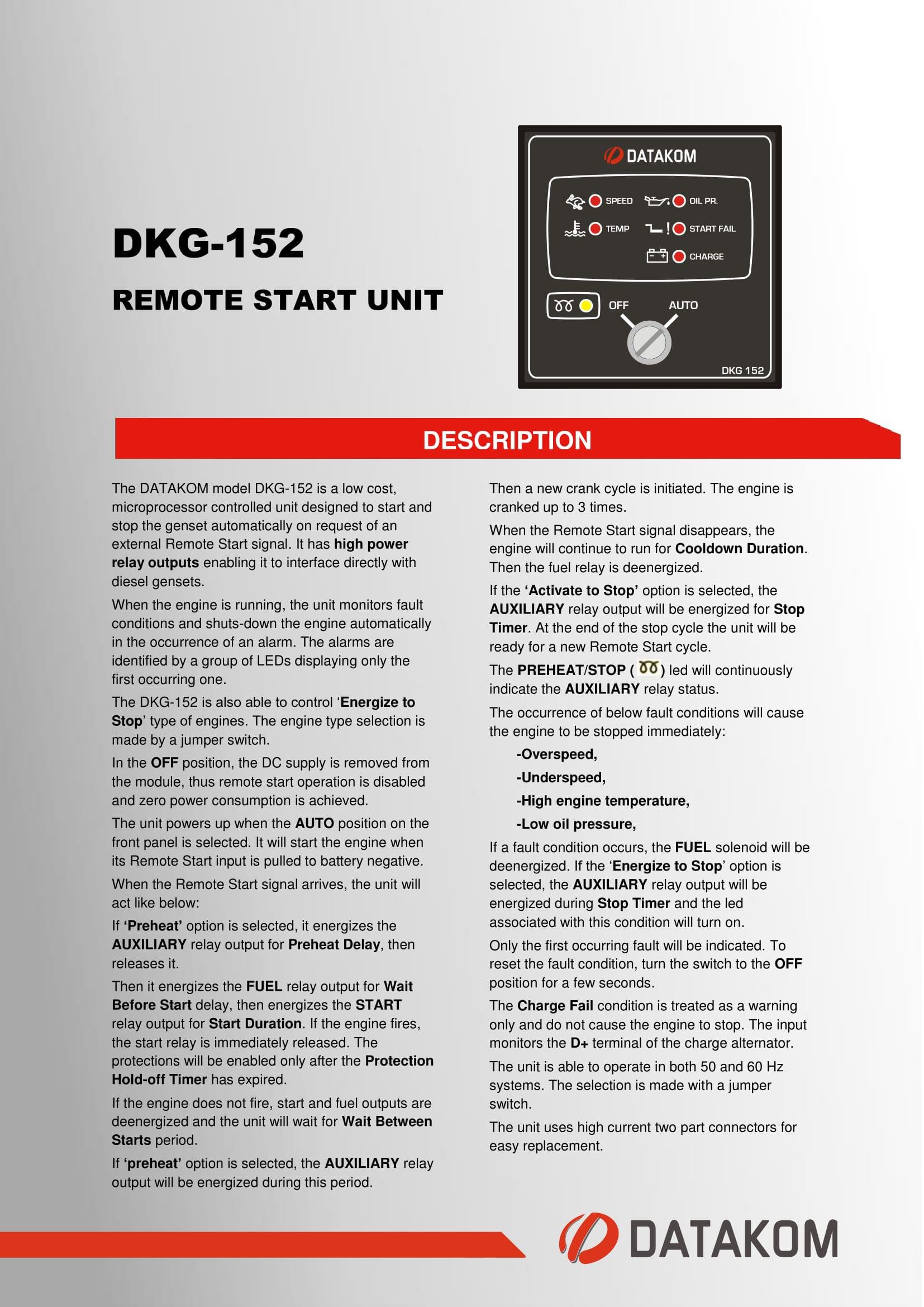 Контролер дистанційного керування генератором DATAKOM DKG-152 - фото 4