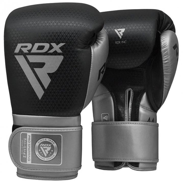Боксерські рукавички RDX L2 Mark Pro Sparring Boxing Gloves Hook and loop 10oz Чорно-срібний (2977526376)