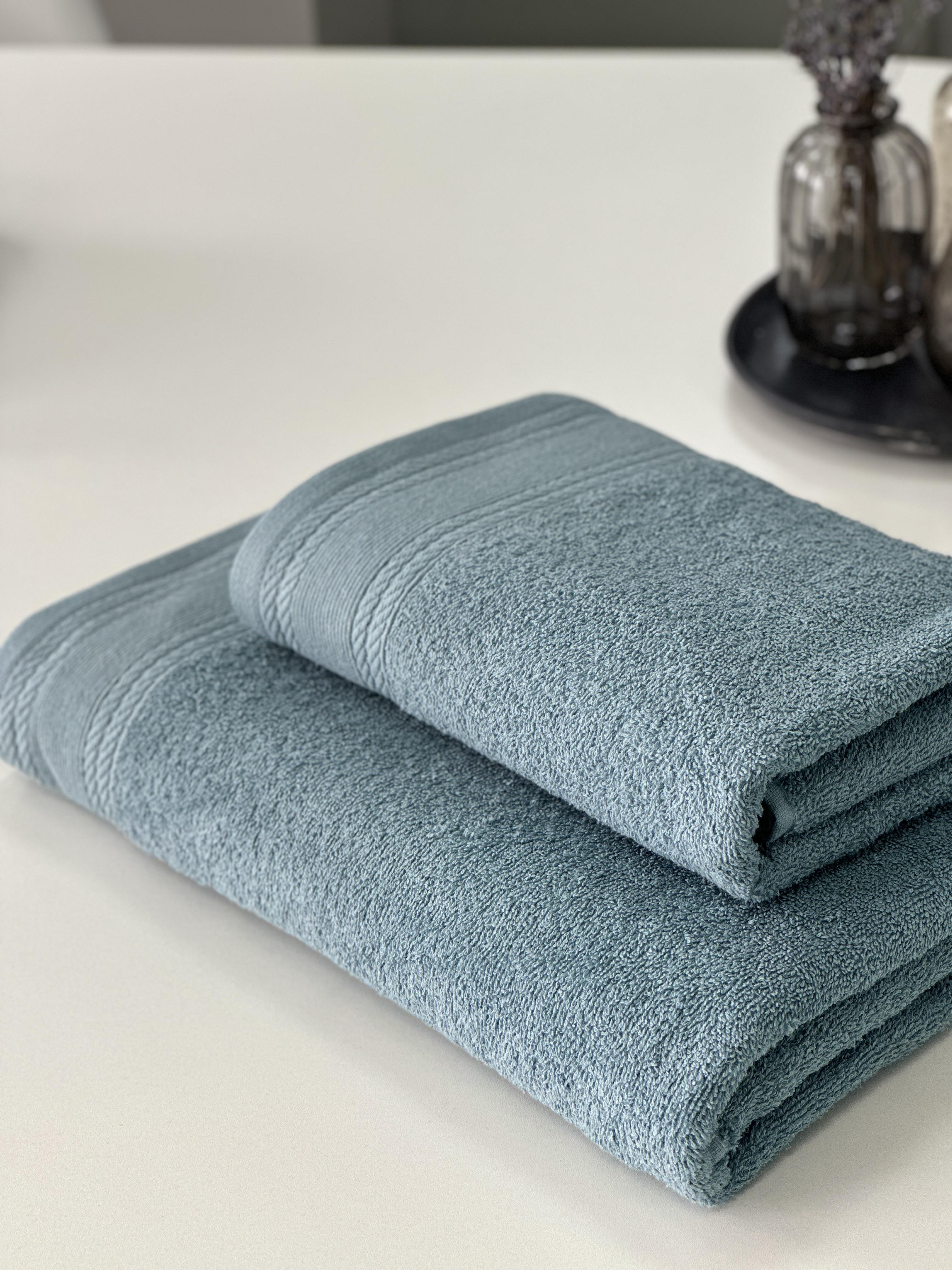 Комплект махровых полотенец Легкий бриз 450 г/м2 100% хлопок 50х90/70х140 см Лазурный - фото 8