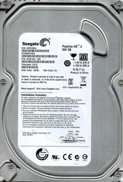 Жесткий диск для ПК HDD Seagate Pipeline HD 5900rpm 16 Mb SATA 500 Gb (ST3500414CS)