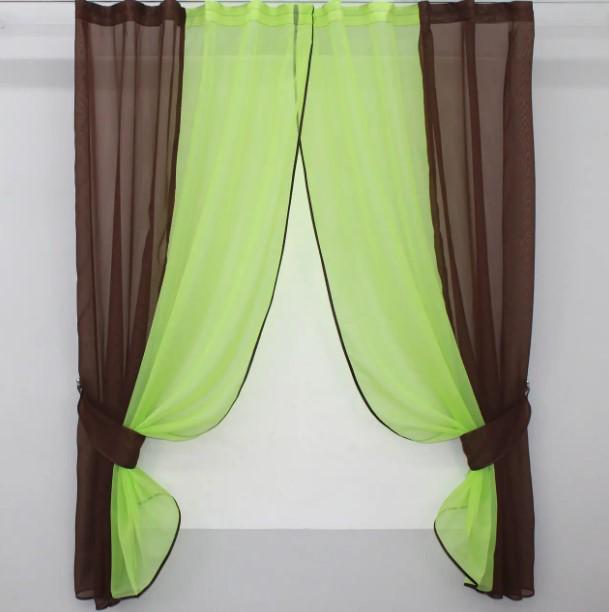 Занавеска на кухню/балкон шифон 270х170 см Венге/Салатовый (017к) Занавеска на кухню/балкон шифон 270х170 см Венге/Салатовый (017к)