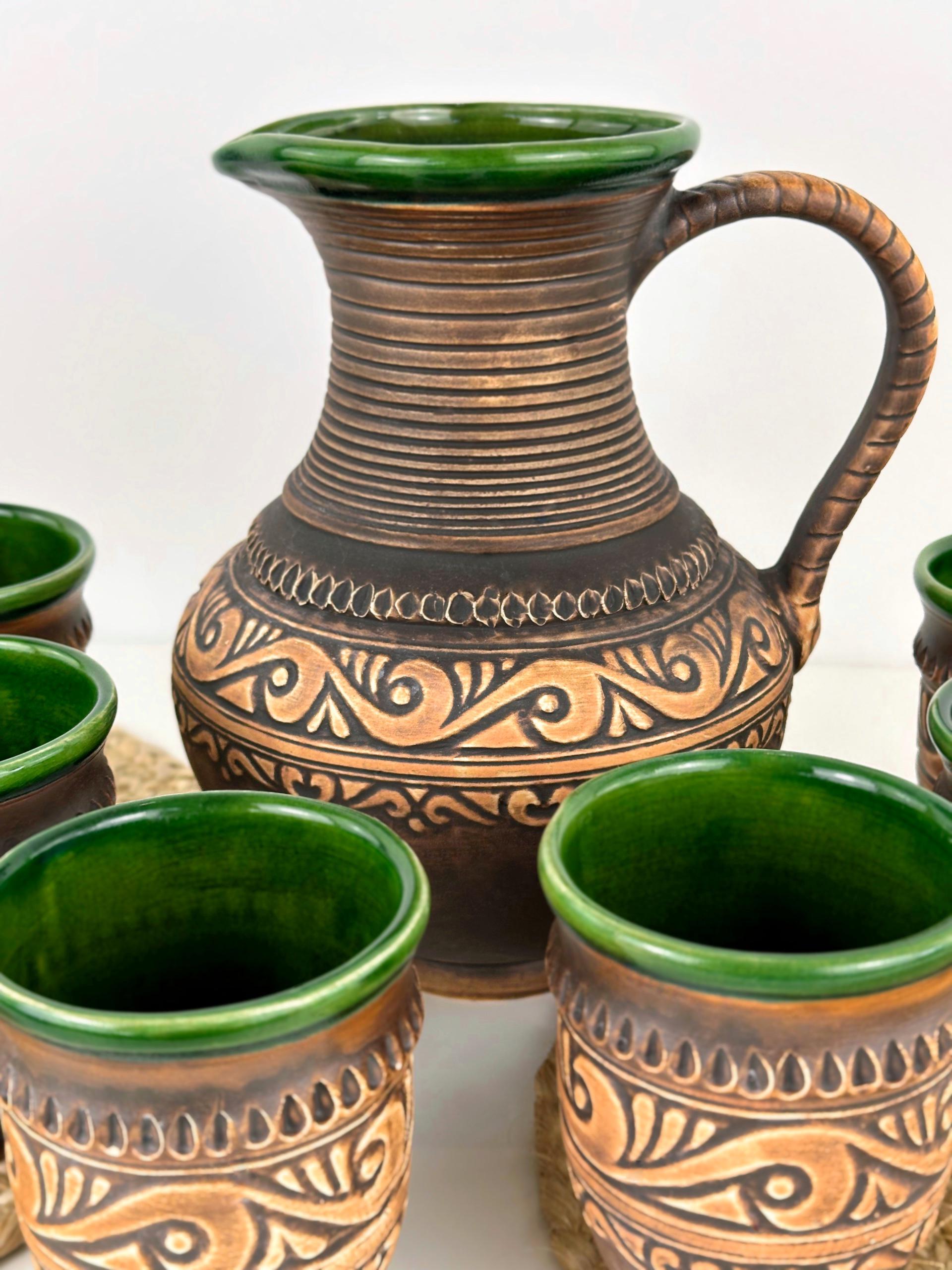 Набір глиняного посуду для узвару Гражда на 6 чоловік Коричневий (17019-28) - фото 4