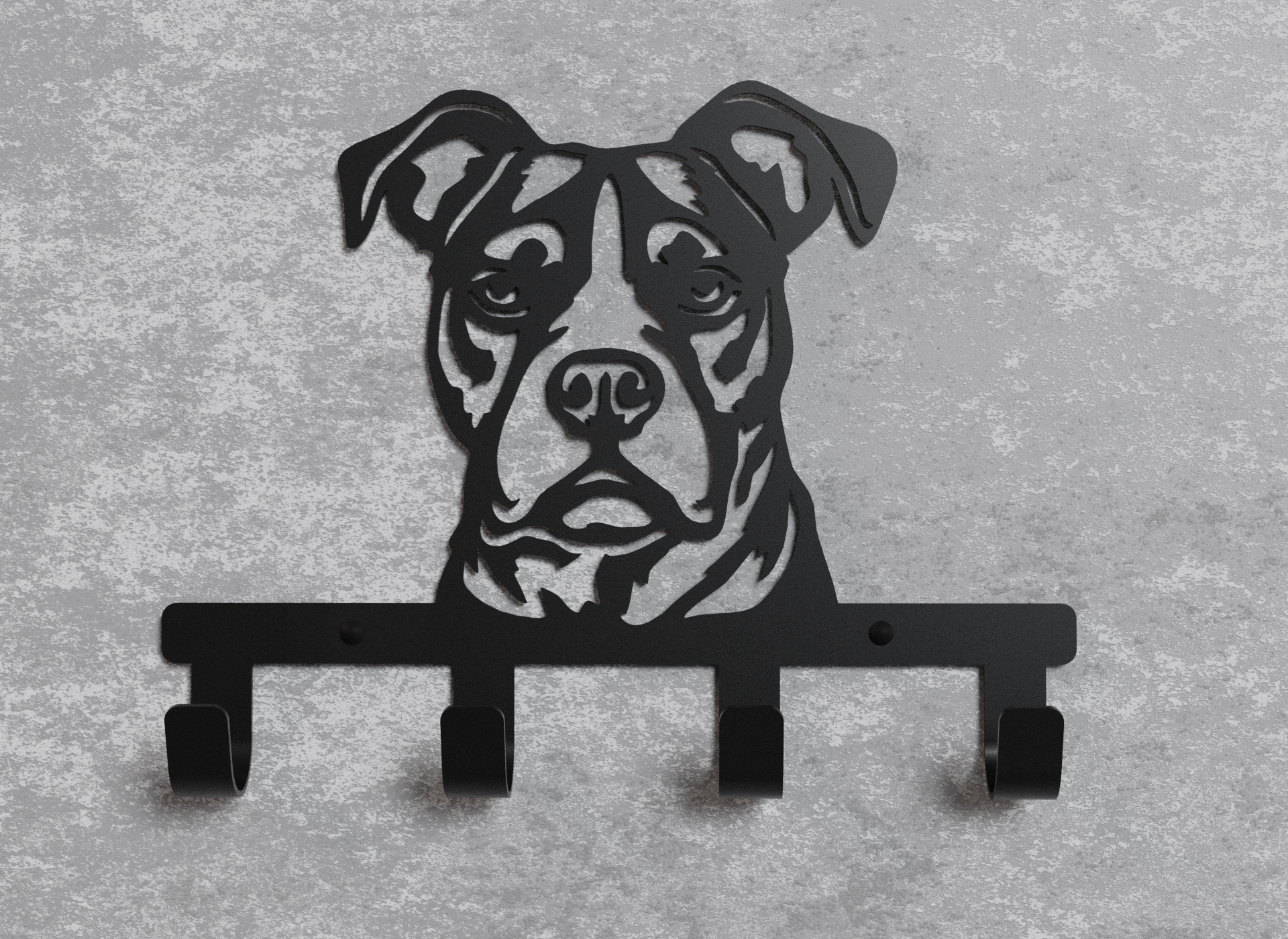 Вішалка настінна металева Loft-Craft Пітбуль Чорний (AM-019-bk)