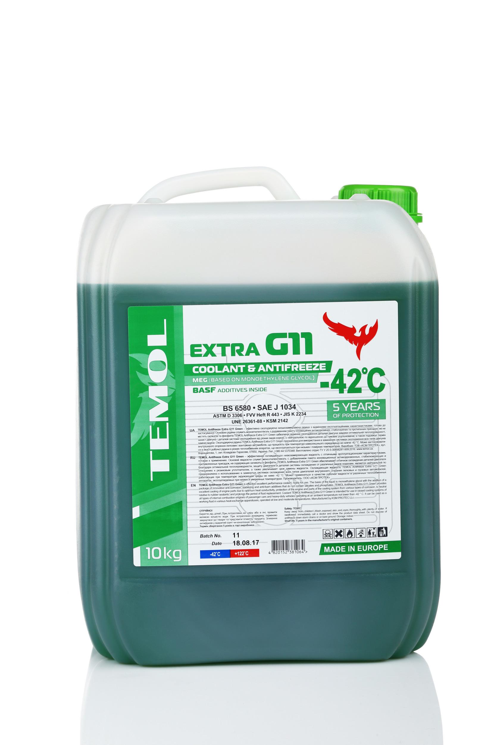 Антифриз TEMOL EXTRA G11 10 л Green (T-EG11G-10L)