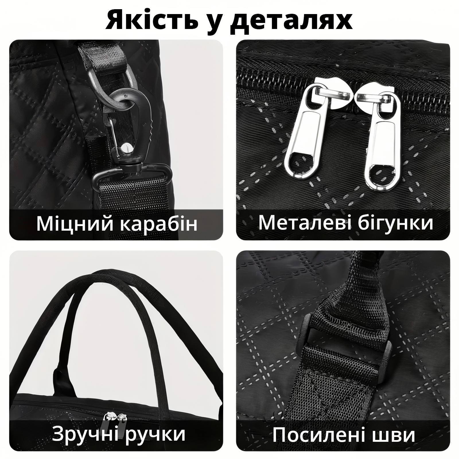 Дорожня сумка водонепроникна з відділенням для взуття та косметичкою 50х24х36 см Чорний (28341052) - фото 4 Дорожня сумка водонепроникна з відділенням для взуття та косметичкою 50х24х36 см Чорний (28341052) - фото 4