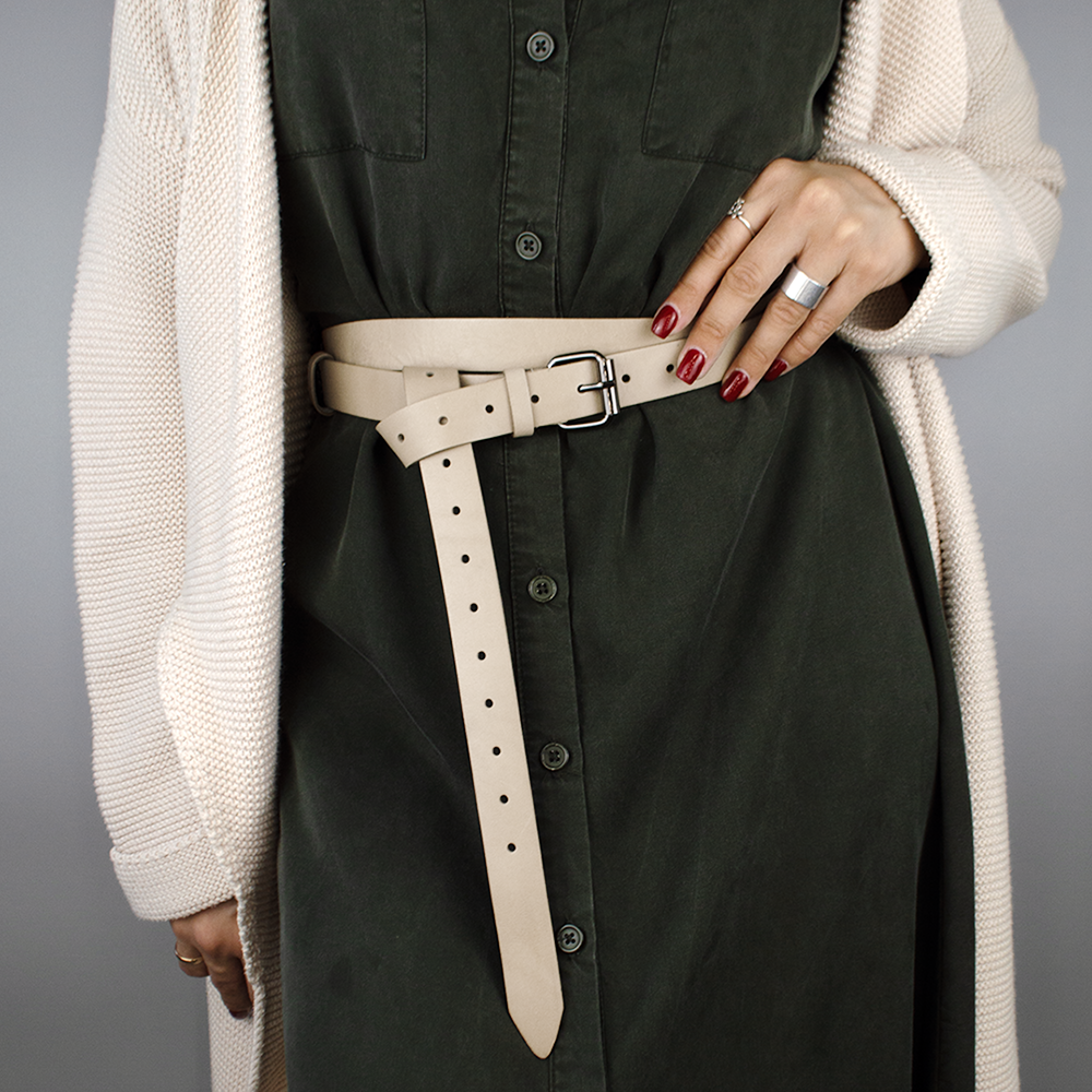 Ремінь жіночий шкіряний SF-2501 у два обороти 180-230 см Молочний (2225073551)