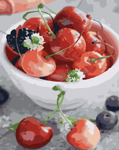 Картина по номерам Strateg Вкусная черешня 30х40 см (SS-6594)