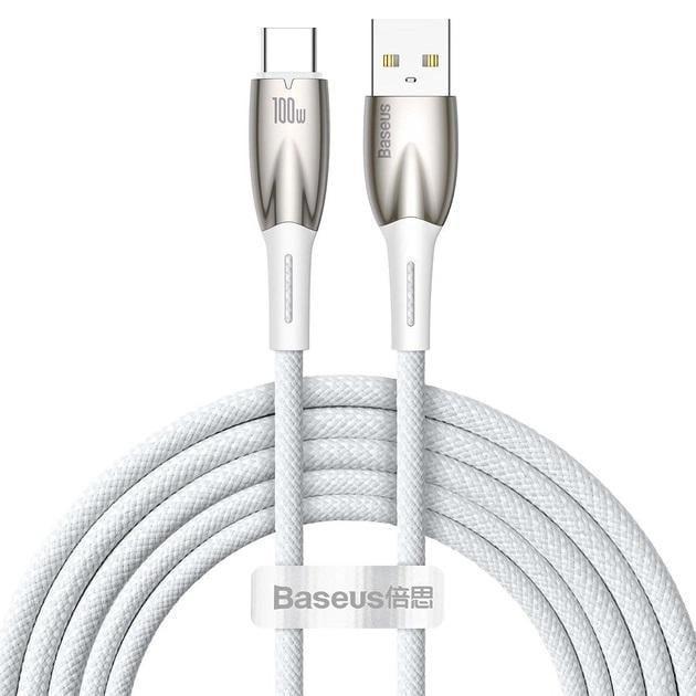 Кабель BASEUS Glimmer Series Fast Charging USB-A to USB-C 100W 2 м White (CADH000602)