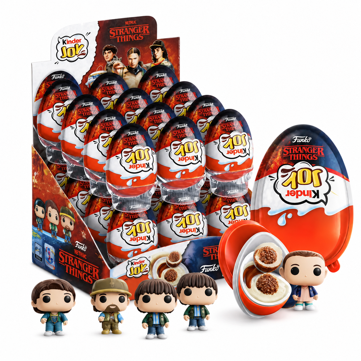 Шоколадные яйца Kinder Joy Funko Stranger Things с кремовым десертом и игрушкой 24 шт. по 20 г
