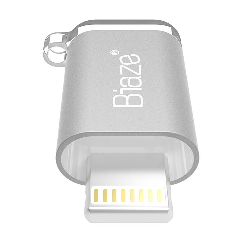 Переходник-адаптер Biaze microUSB к Lightning для iPhone Серебристый