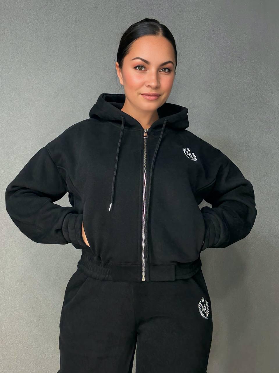 Костюм женский Joy One 80990 утепленный на флисе худи с брюками XL Черный (5955) - фото 4