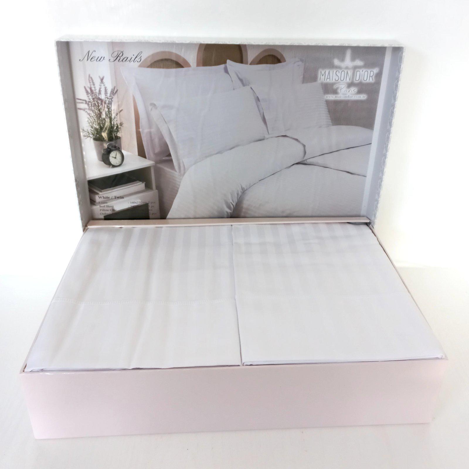 Постельное белье Maison D'or сатин страйп семейный New Rails White (CN10963)