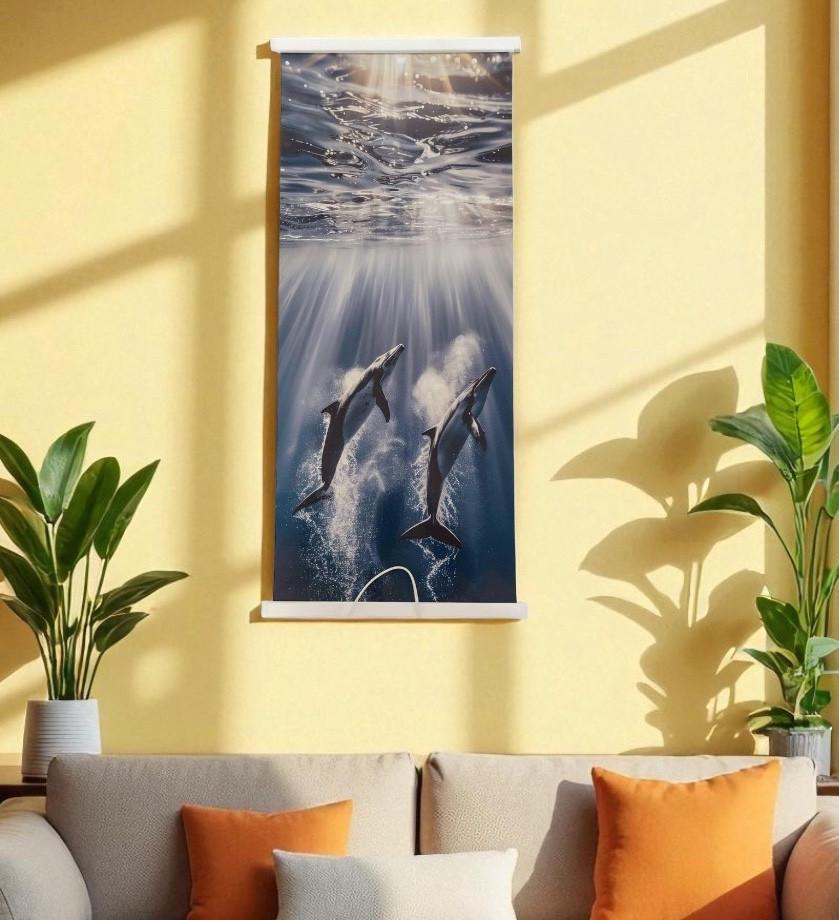 Инфракрасный обогреватель электрический Сейм картина Косатки 100х45 см