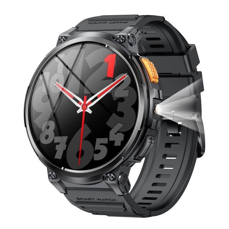 Смарт-часы Lemfo K66 с фонариком силиконовый ремешок Black (18359)