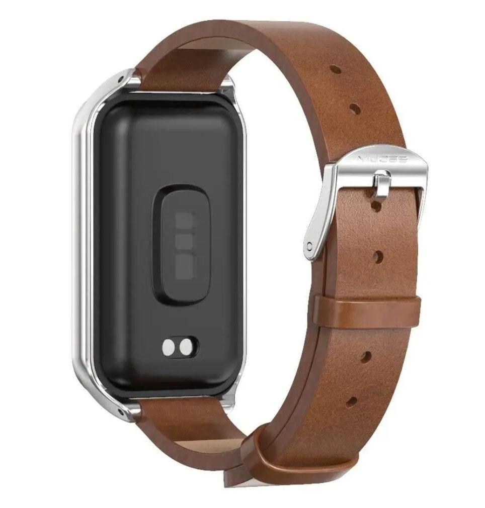 Ремешок кожаный Mijobs для фитнес браслета Xiaomi Smart Band 9 Active Brown (2583292924) - фото 2