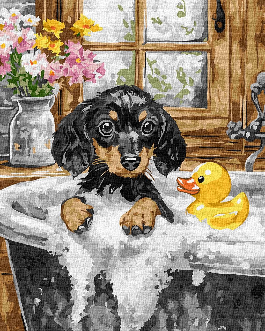 Картина за номерами Ideyka Тварини Песик з качкою 40х50 см