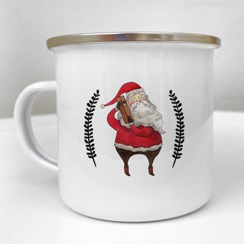 Кружка металлическая Camper Санта Клаус с подарком 250 мл (KRM_23S075)