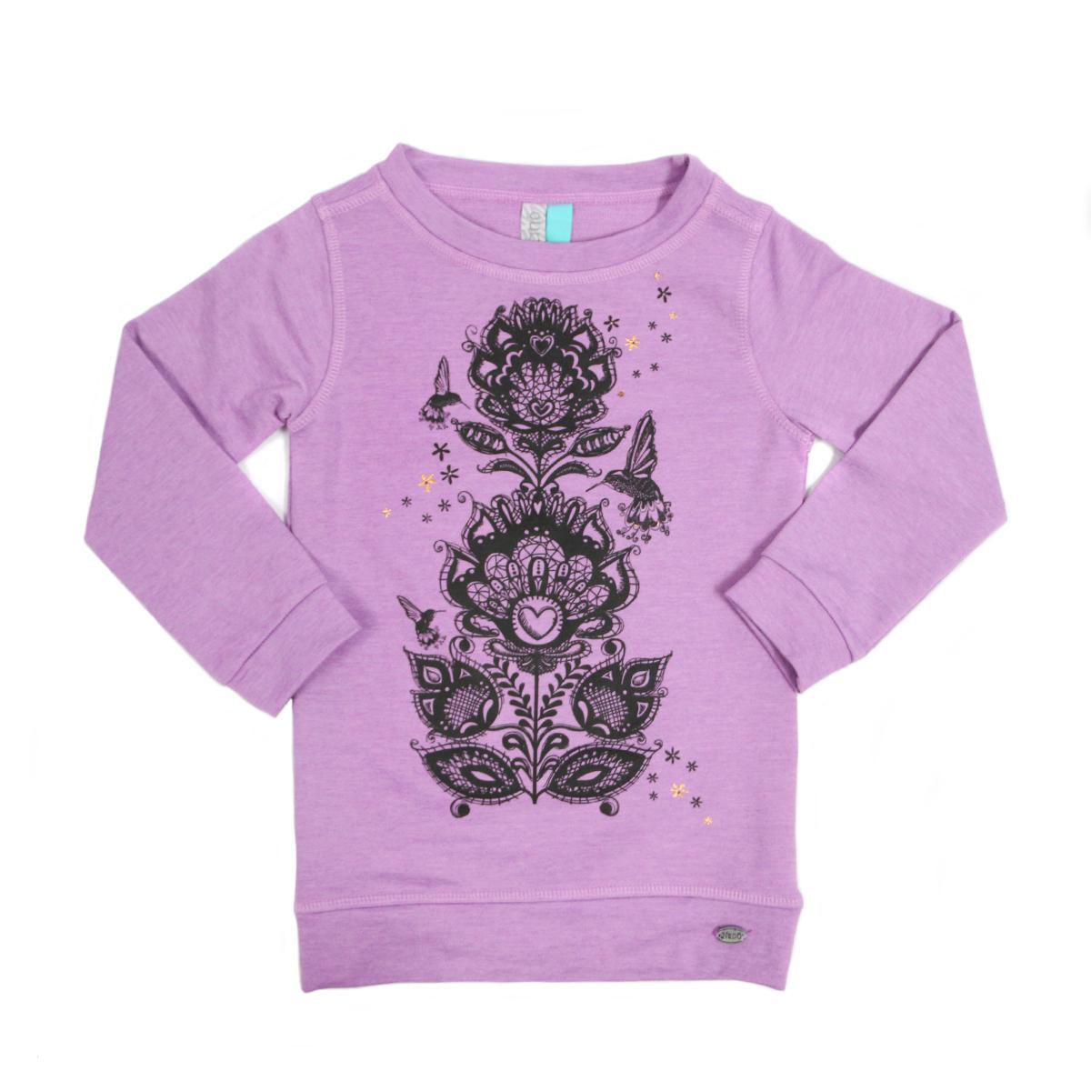 Туника хлопковая утепленная для девочки Nano F1420-02 с цветочным принтом 102-112 см Светло-фиолетовый (F1420-02-4)