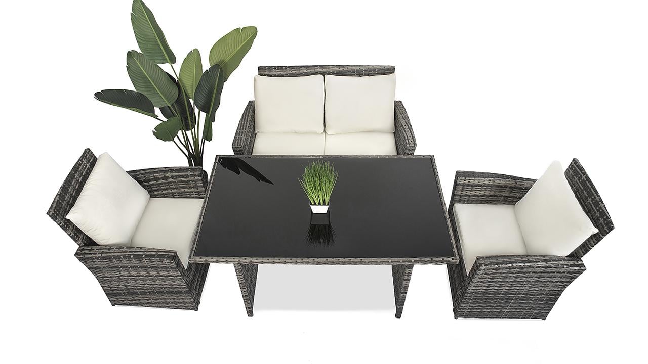 Набор садовой мебели Just Relax Comfort Max Grey с ротанга со стальным каркасом меланж Черный