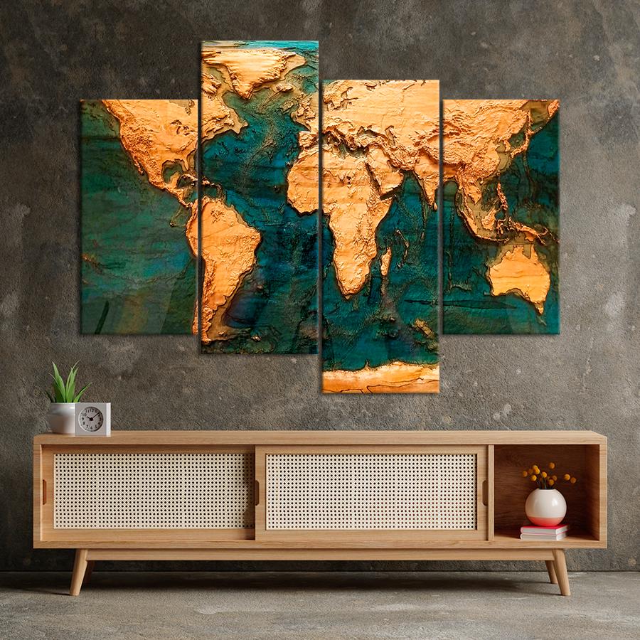 Картина карта Ретро карта мира маслом 149x106 см (A1358-4) Картина карта Ретро карта мира маслом 149x106 см (A1358-4)