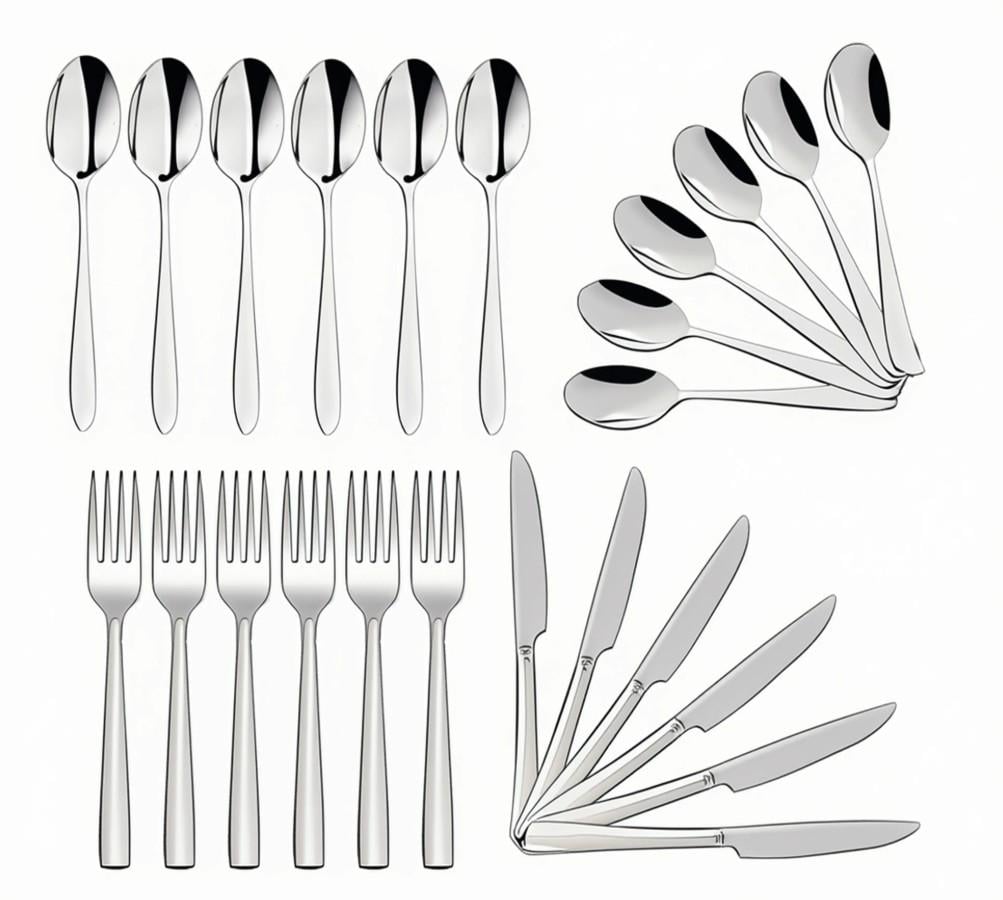 Набор столовых приборов Edenberg из нержавеющей стали на 6 персон 24 шт. Серебристый
