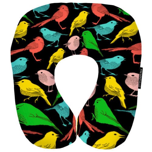 Дорожная подушка Разноцветные птички 32x30 см (DOP_16J022)