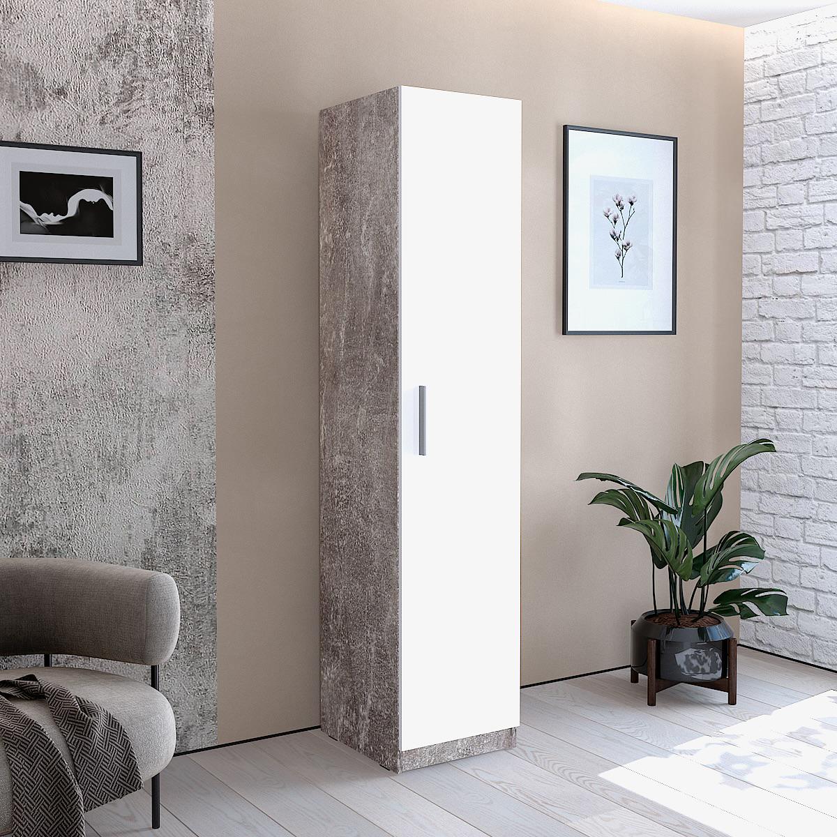 Пенал Victoria 410x466x1900 мм Бетон/Белый