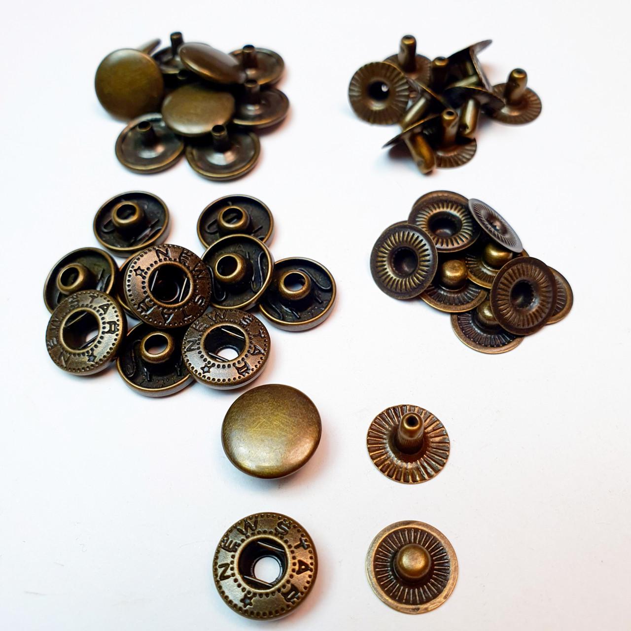 Кнопка металева Strong Alfa 12,5 мм 10 шт. Антик