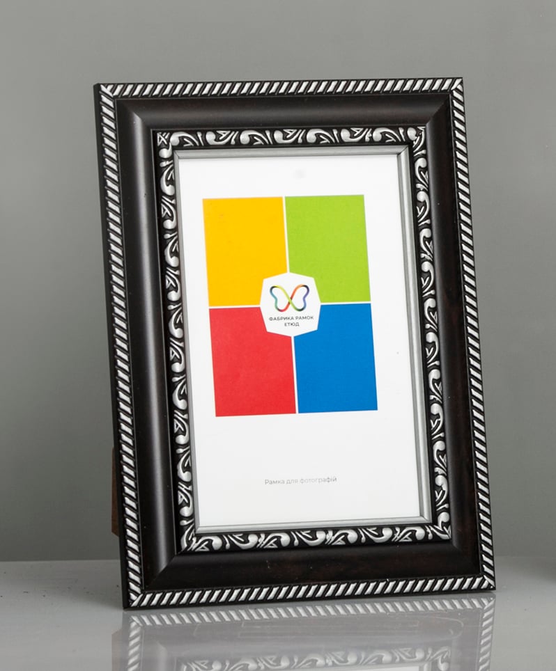 Фоторамка пластиковая 10х15 А6 со стеклом Черный (Багет 2915-280)
