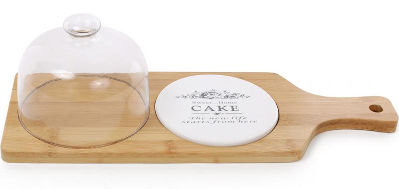 Доска-блюдо Sweet Home 40х14,5х11,5 см для подачи нарезки с колпаком (BD-875-345)