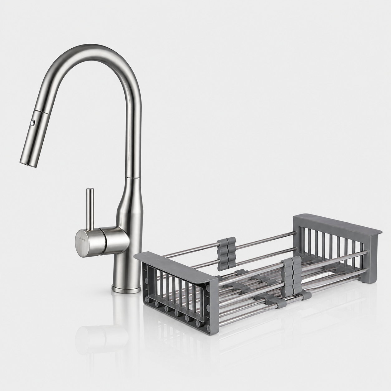 Смеситель для кухни Wezer PUL4E-01 с выдвижным изливом/корзина для мойки (34530195)
